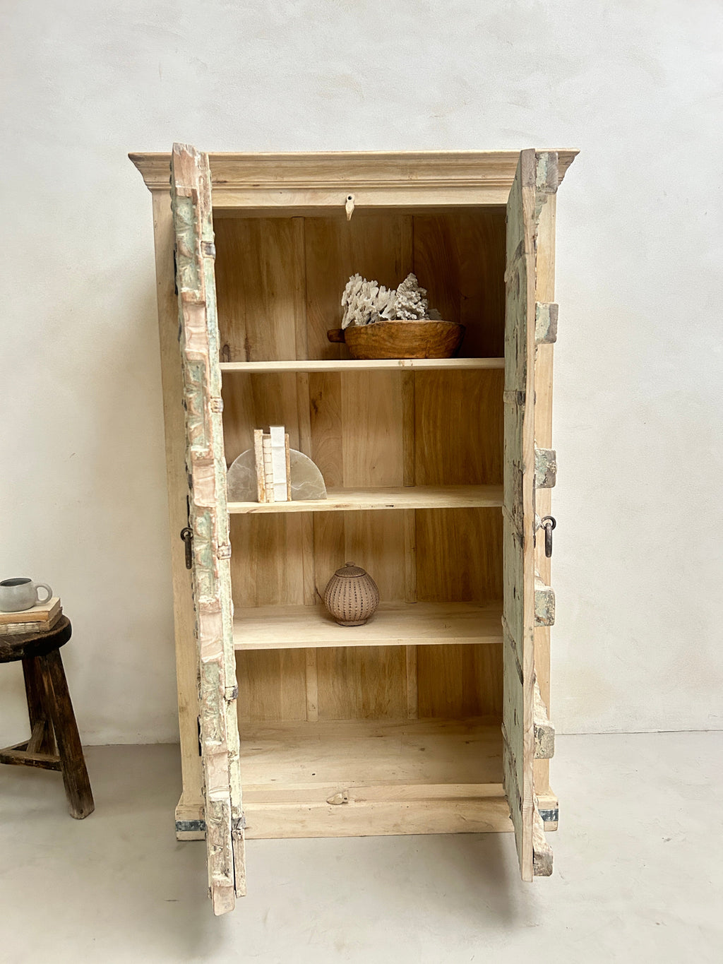 Antique rustic white washed Cupboard | Ayesha