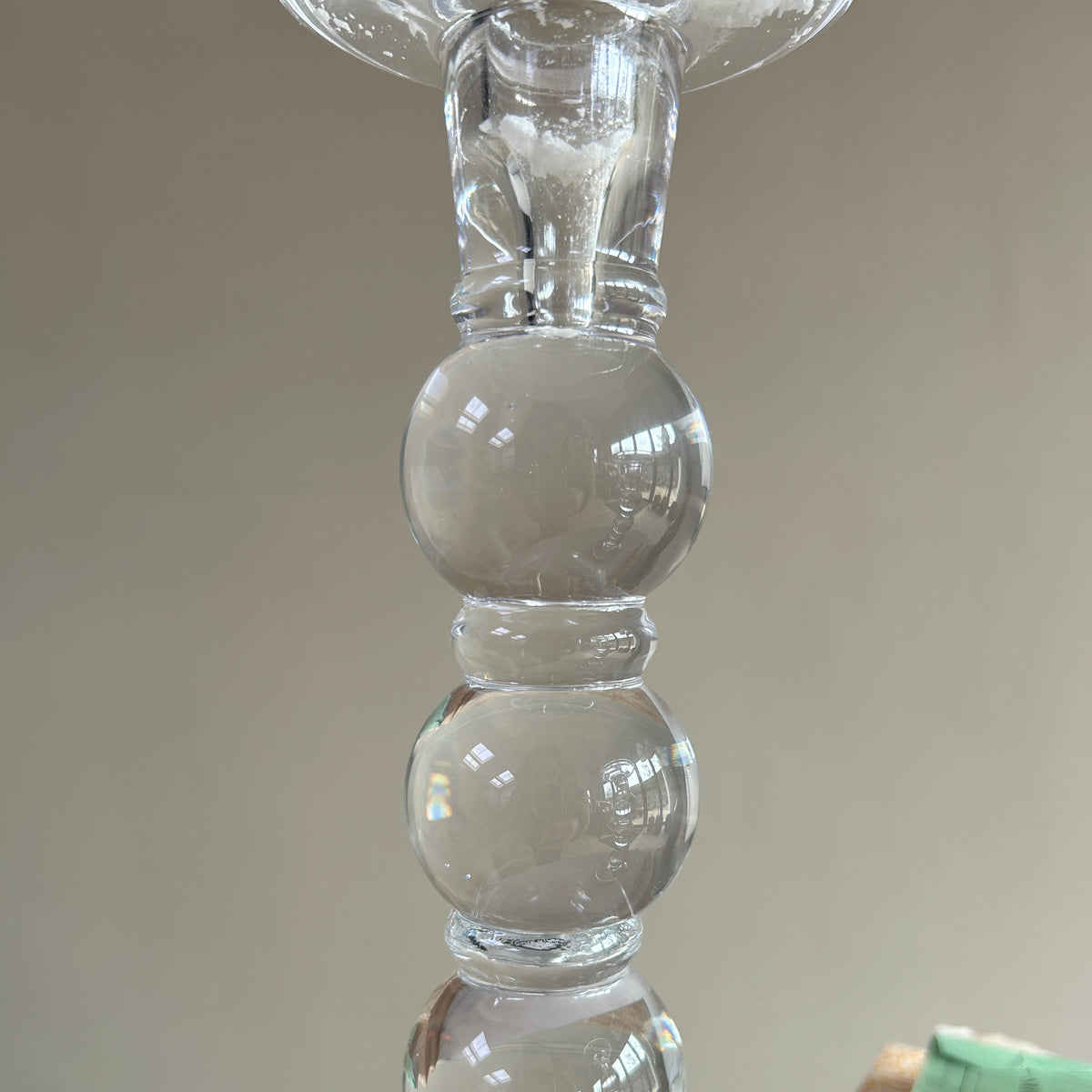 Clear Glass Bobbin Candlestick
