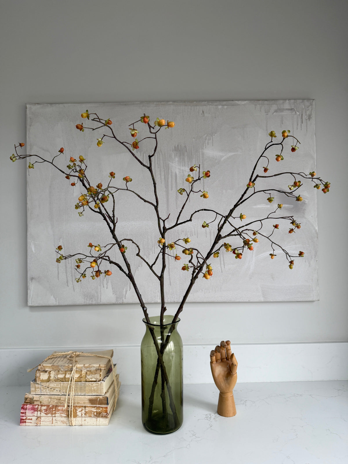 Faux ochre berry spray  88cm