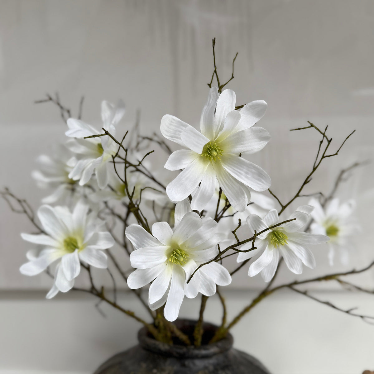 Faux white magnolia spray 71cm