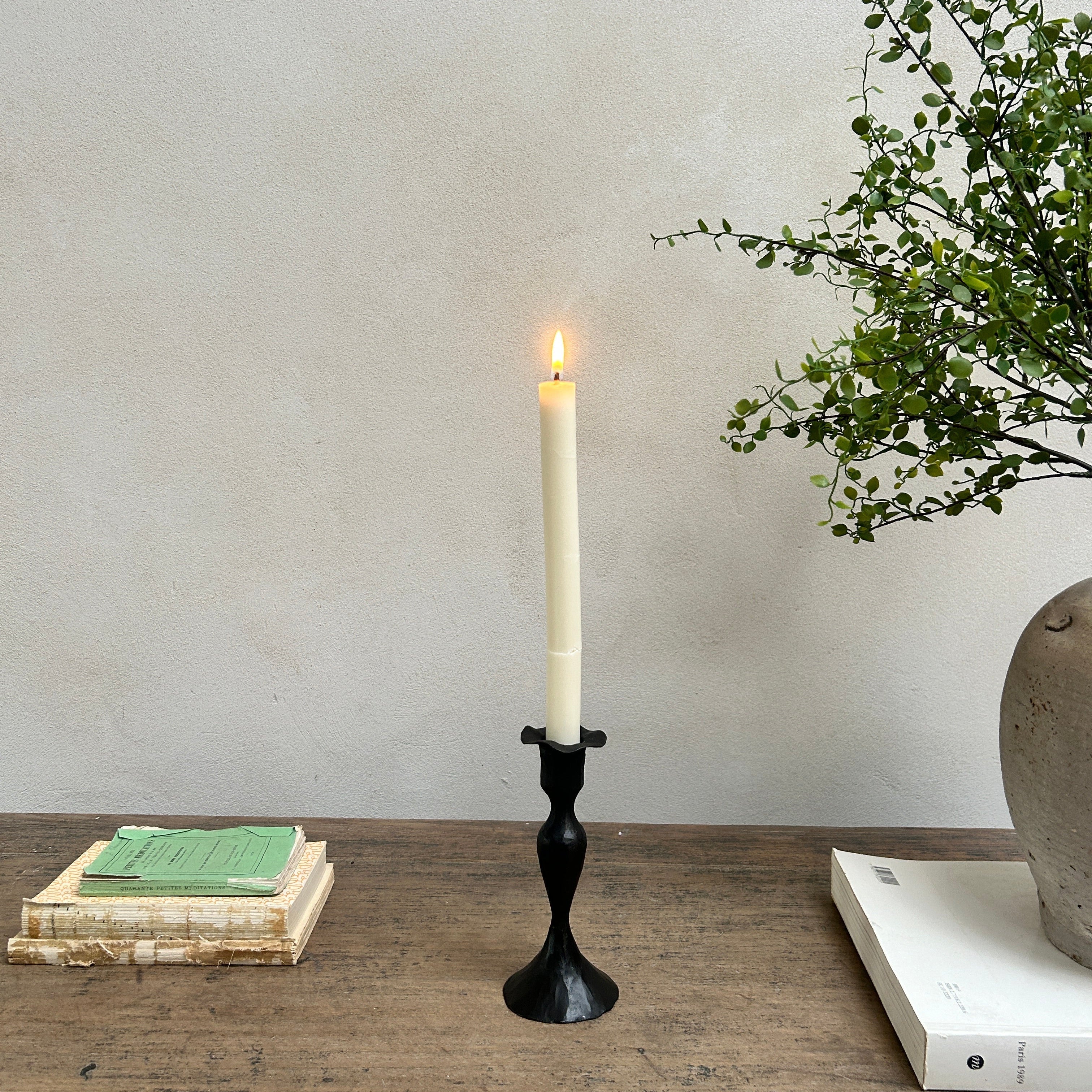 Fluted Iron Metal Candlestick