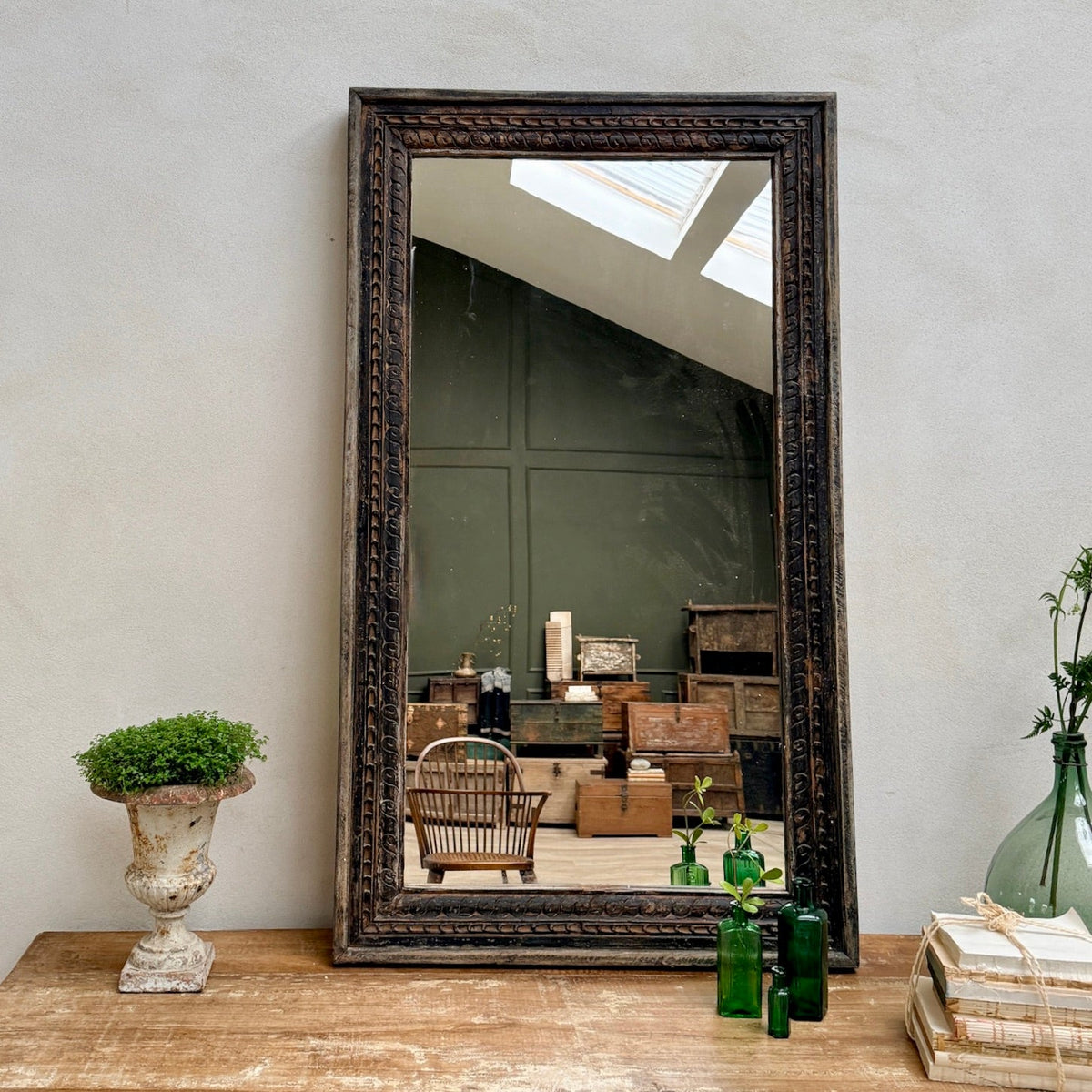 Antique Hand-Carved Wooden Wall Mirror | Ada