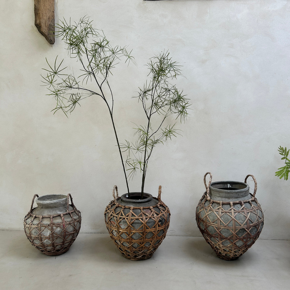 Large clay raffia antique Sabu Sumba water pots
