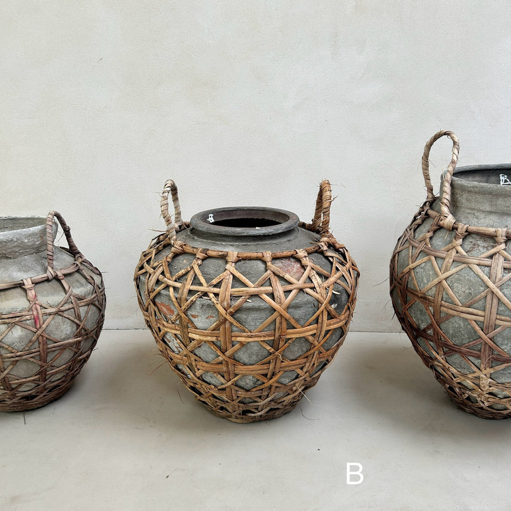 Large clay raffia antique Sabu Sumba water pots