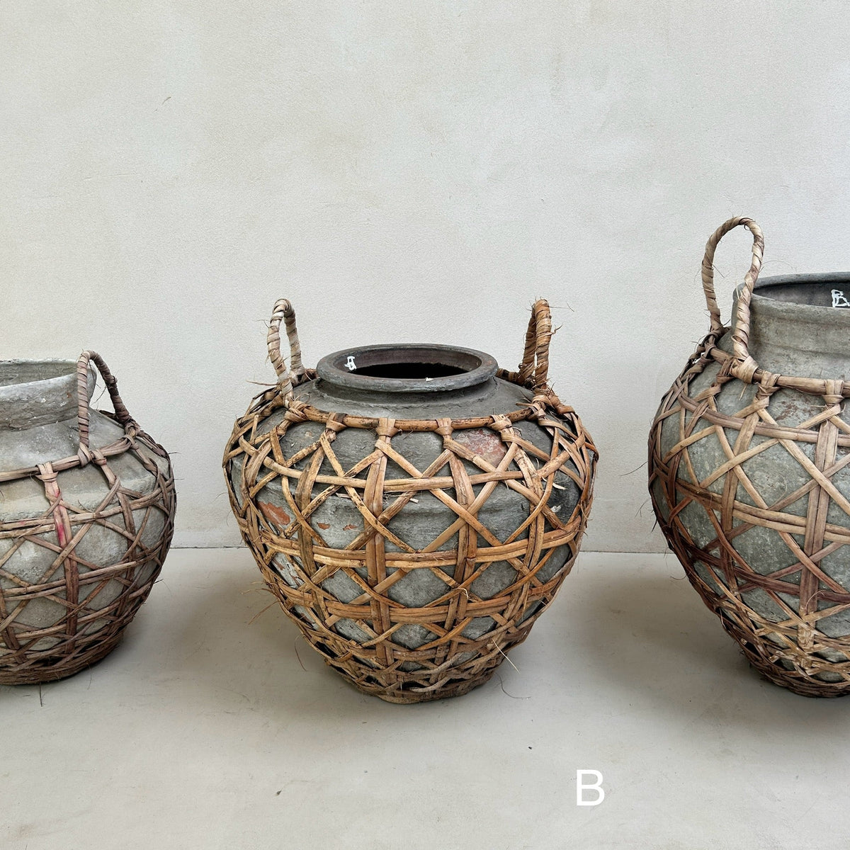 Large clay raffia antique Sabu Sumba water pots