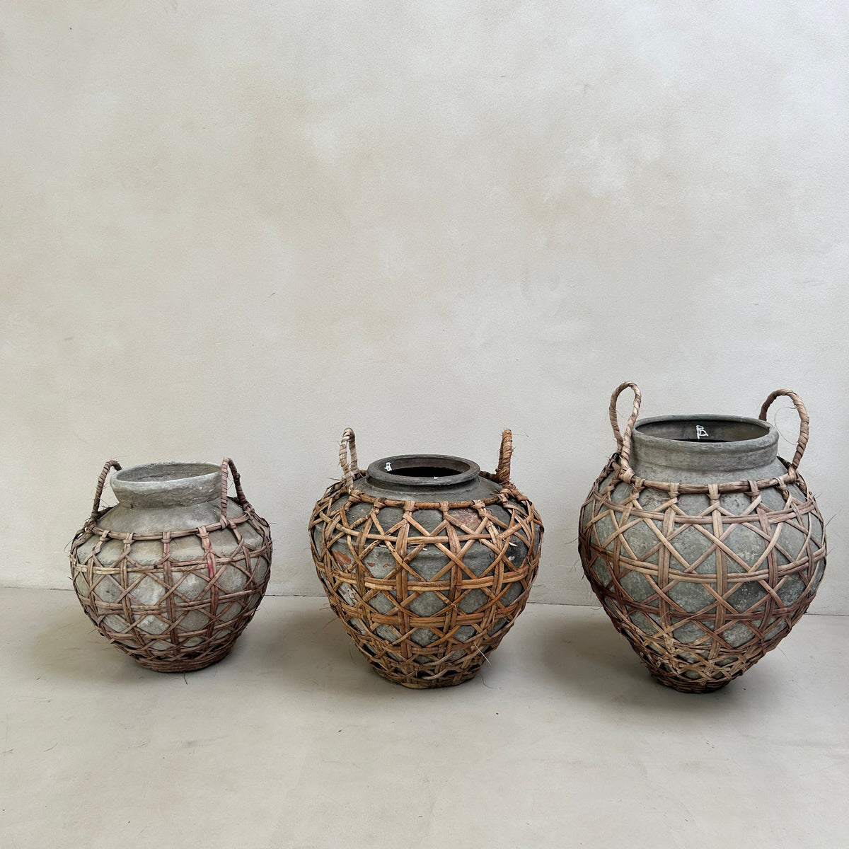 Large clay raffia antique Sabu Sumba water pots