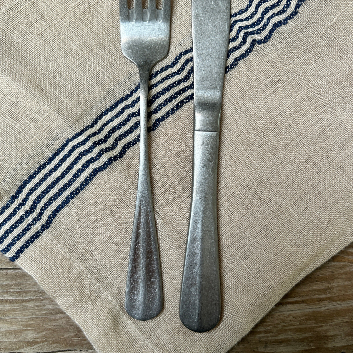 Natural linen stripe napkin