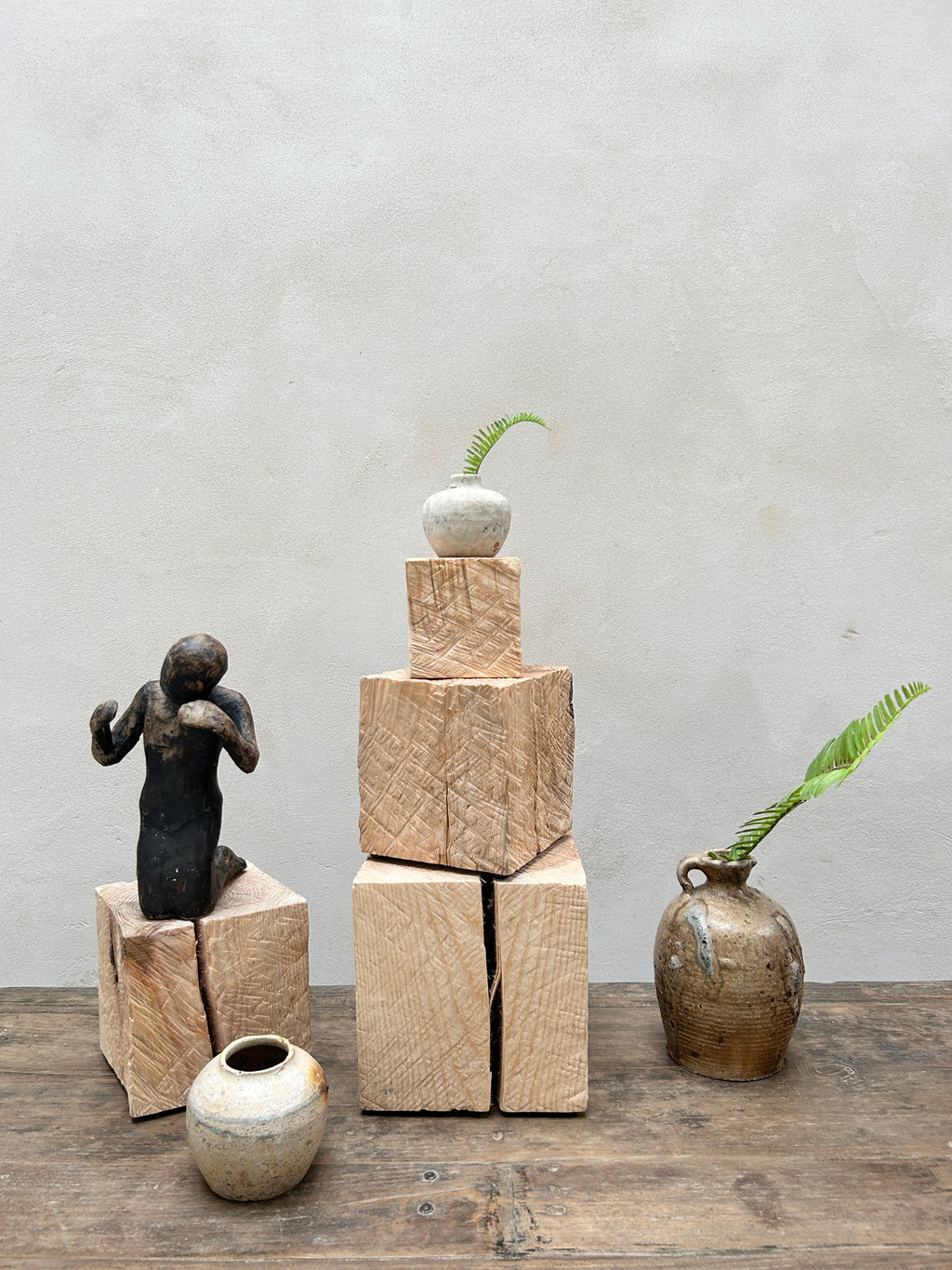 Oak cube display plinths