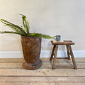 XL Antique Rustic Wooden Mortar